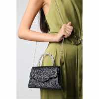 Evening Bag With Braided Top Handle Black 