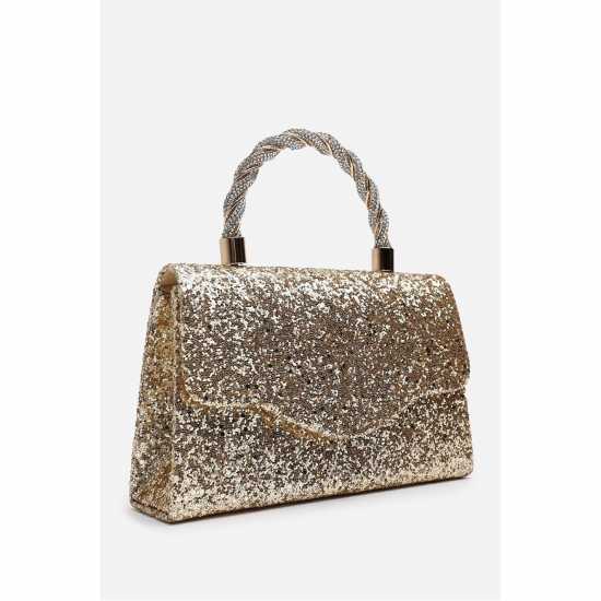 Wheres That From Glitter Evening Bag With Braided Top Handle Злато 