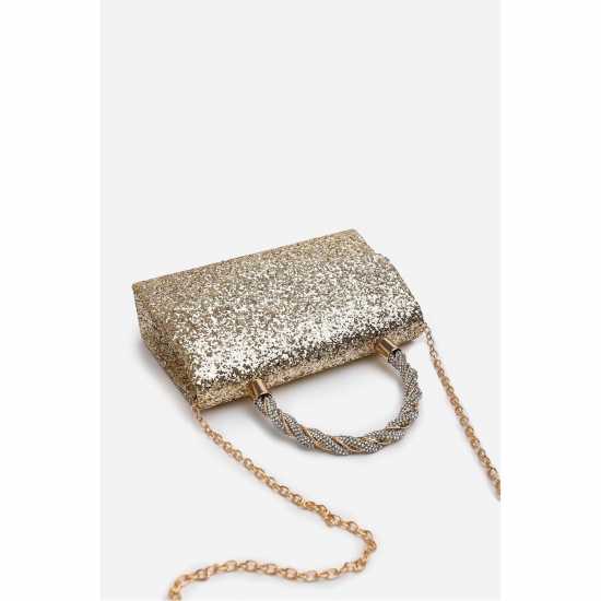 Wheres That From Glitter Evening Bag With Braided Top Handle Злато 