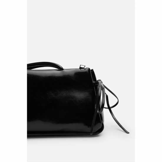 Чанта За Рамо Wheres That From Glossy Black Patent Handheld Shoulder Bag Черно 
