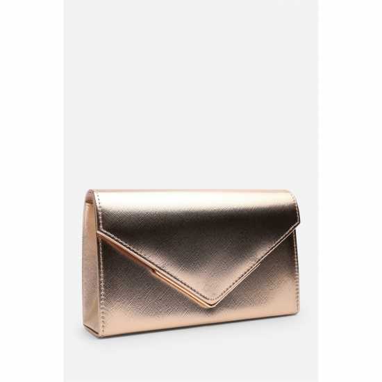 Wheres That From Metallic Clutch Bag With Flap Closure Злато 