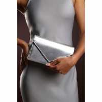 Wheres That From Metallic Clutch Bag With Flap Closure Сребърно Wheres That From Metallic Clutch Bag With Flap Closure Сребърно