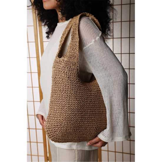 Чанта За Рамо Where’S Slouchy Raffia Shoulder Bag  