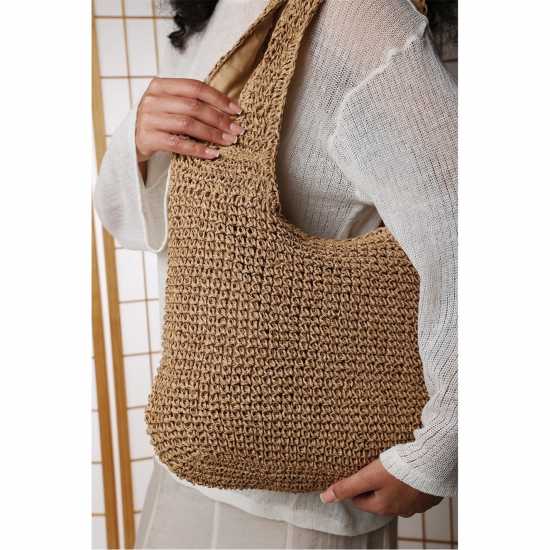 Чанта За Рамо Where’S Slouchy Raffia Shoulder Bag  
