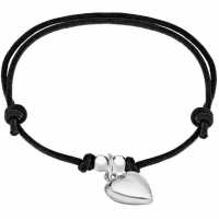 Silver & Black Cord Heart Bracelet  Бижутерия