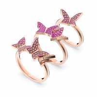 Swarovski Lilia Ring, Set (3), Butterfly, Pink, Rose Gold-Tone Plated Swarovski Lilia Ring, Set (3), Butterfly, Pink, Rose Gold-Tone Plated
