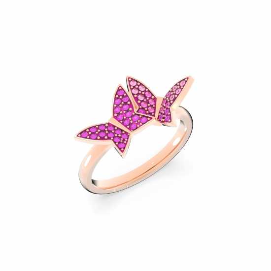 Swarovski Lilia Ring, Set (3), Butterfly, Pink, Rose Gold-Tone Plated  