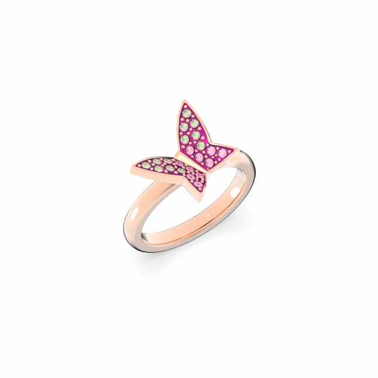 Swarovski Lilia Ring, Set (3), Butterfly, Pink, Rose Gold-Tone Plated  