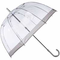 Fulton Birdcage Umbrella With Plain Border Silver Чадъри за дъжд