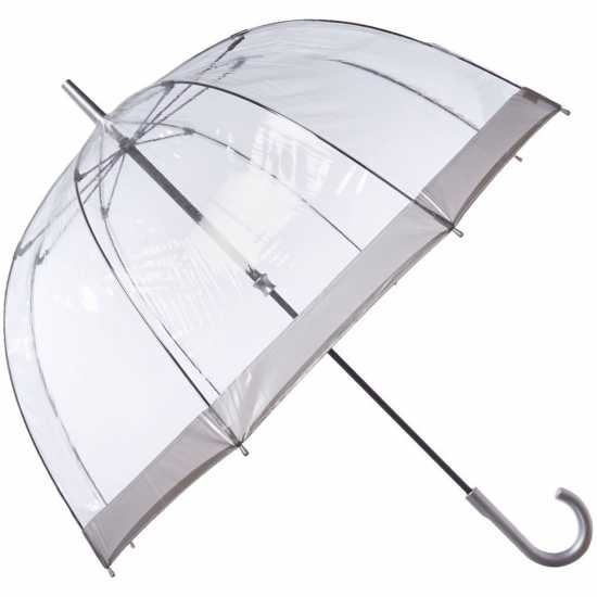 Fulton Birdcage Umbrella With Plain Border Silver Чадъри за дъжд