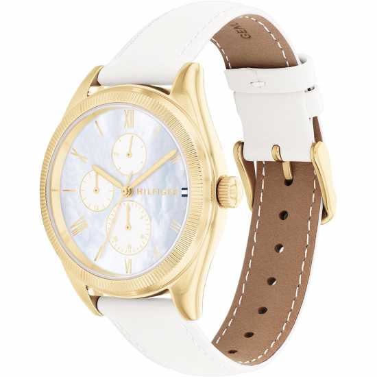 Tommy Hilfiger Tommy Hilfiger women's watch with a white leather strap  Бижутерия