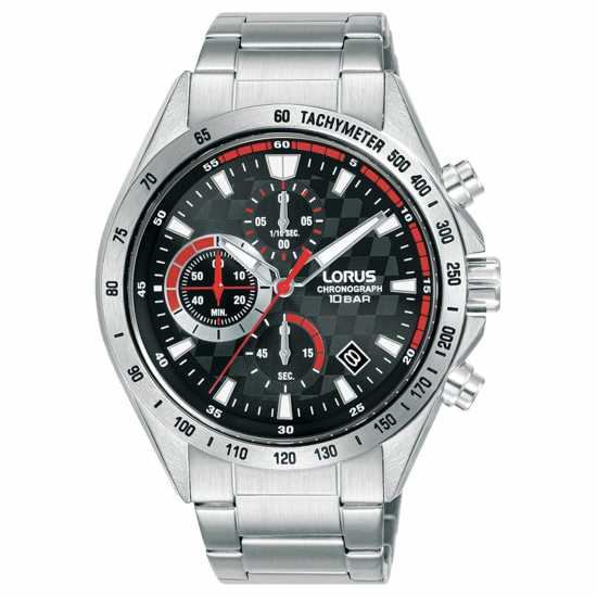 Lorus Мъжки Часовник Chronograph Analogue Watch Mens Червен/сребрист Часовници