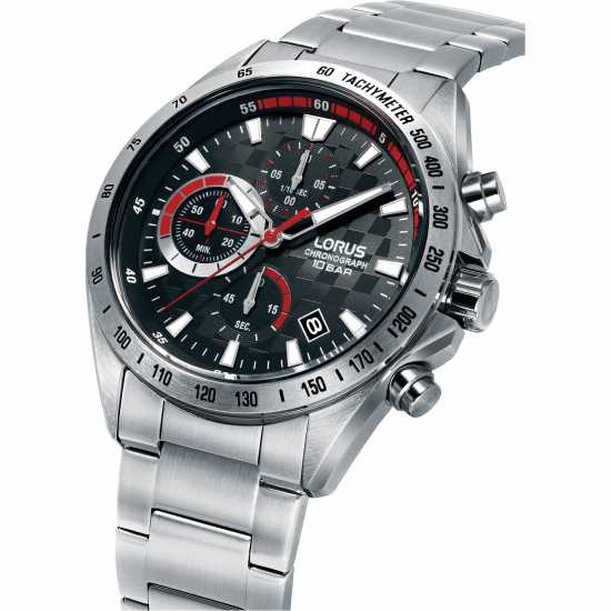 Lorus Мъжки Часовник Chronograph Analogue Watch Mens Червен/сребрист Часовници