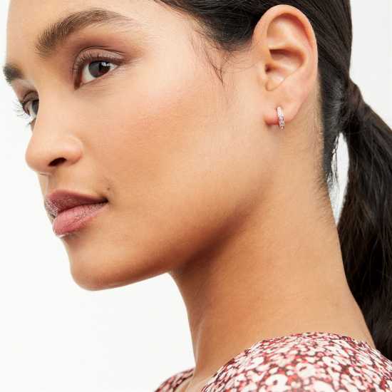 Ted Baker Seenita Crystal Small Hoop Earrings For Women Rose Gold Бижутерия