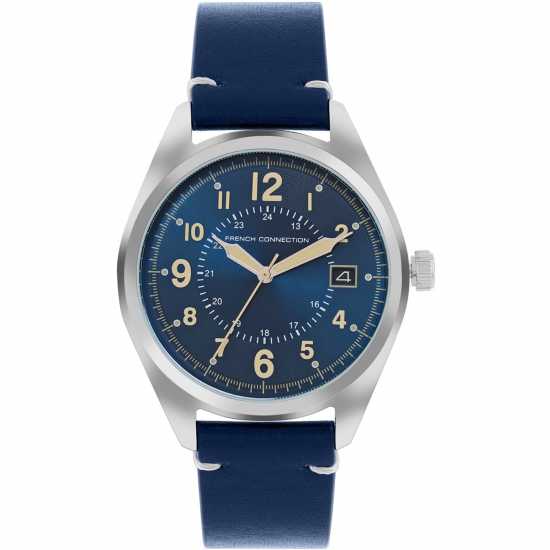 French Connection Connection Mega Round Analog Watch For Men Blue Часовници