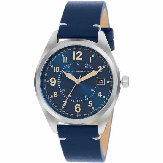 French Connection Connection Mega Round Analog Watch For Men Blue Часовници