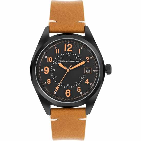 French Connection Connection Mega Round Analog Watch For Men Black Часовници