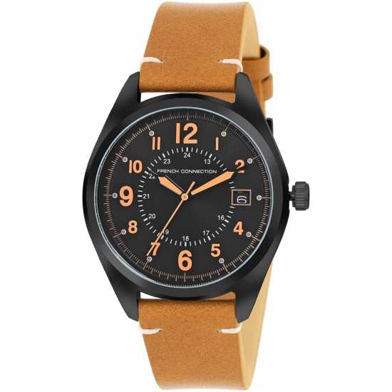 French Connection Connection Mega Round Analog Watch For Men Black Часовници