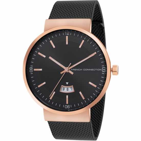 Часовници French Connection Connection Jake Round Analog Watch For Men Black French Connection Connection Jake Round Analog Watch For Men Black Часовници