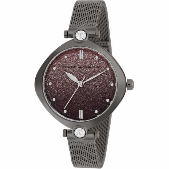 French Connection Connection Sheen Shimmer Round Analog Watch With Mesh Strap For Women Grey Часовници