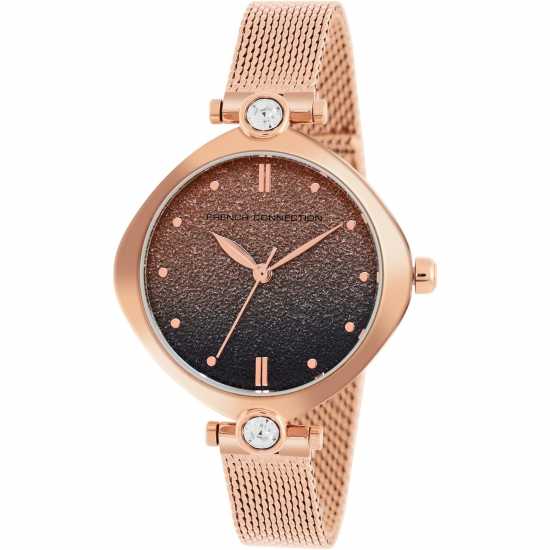 French Connection Connection Sheen Shimmer Round Analog Watch With Mesh Strap For Women Blue Часовници
