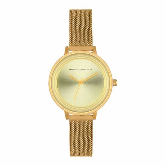 French Connection Мъжки Ръчен Часовник Connection Stainless Steel Analog Gold Dial Womens Watch  Часовници