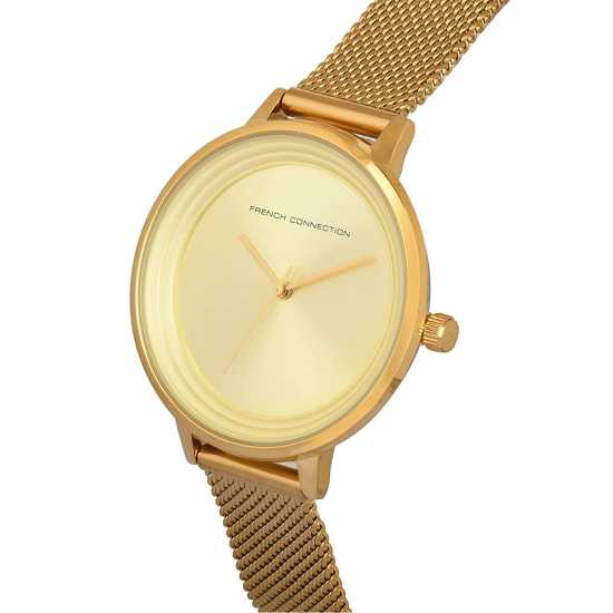 French Connection Мъжки Ръчен Часовник Connection Stainless Steel Analog Gold Dial Womens Watch  Часовници