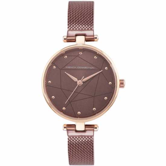 French Connection Connection Womens Analog Watch Brown Strap  Часовници