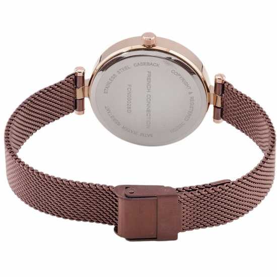French Connection Connection Womens Analog Watch Brown Strap  Часовници