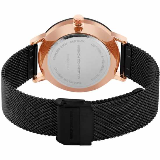 French Connection Connection Mens Analog Watch Black Strap  Часовници