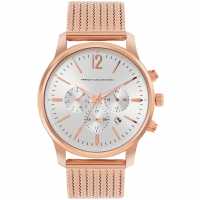 French Connection Connection Duke Silver Round Analog Watch With Rose Gold Strap For Men  
