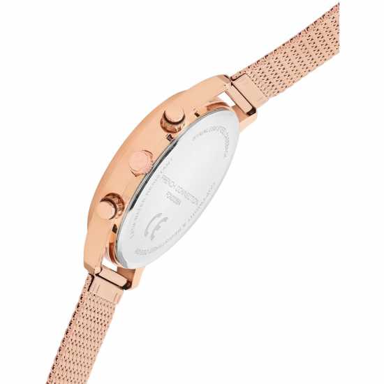 French Connection Connection Duke Silver Round Analog Watch With Rose Gold Strap For Men  