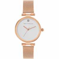 Часовници French Connection Connection Haven Silver Round Analog Watch With Rose Gold Strap For Women French Connection Connection Haven Silver Round Analog Watch With Rose Gold Strap For Women Часовници
