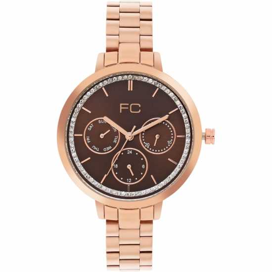 Часовници French Connection Connection Cornelia Brown Round Analog Watch With Rose Metal Strap For Women French Connection Connection Cornelia Brown Round Analog Watch With Rose Metal Strap For Women Часовници