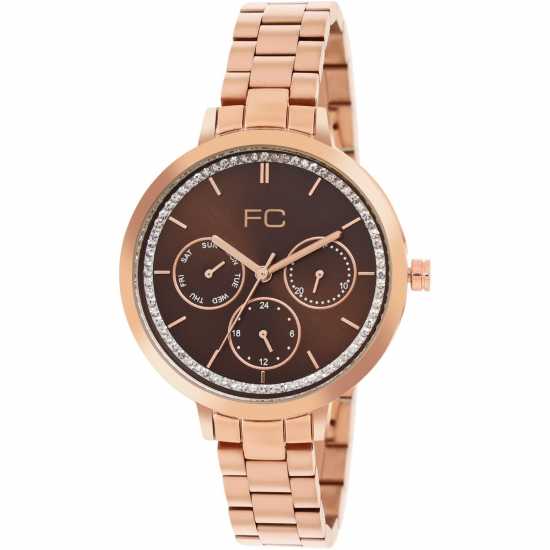 Часовници French Connection Connection Cornelia Brown Round Analog Watch With Rose Metal Strap For Women French Connection Connection Cornelia Brown Round Analog Watch With Rose Metal Strap For Women Часовници