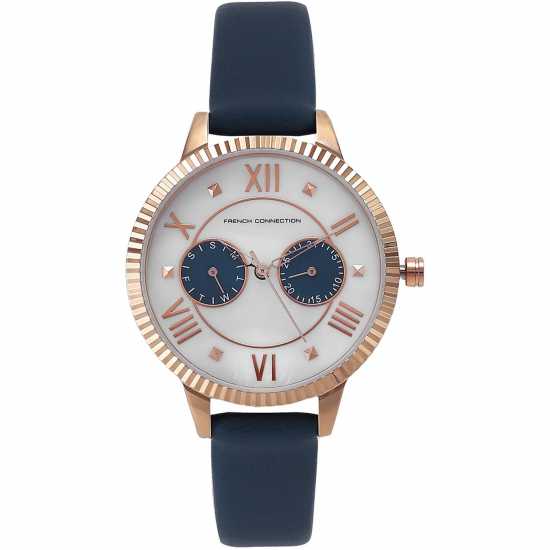French Connection Connection White Mop Dial With Royal Blue Eyes Luxury Watch For Women  Часовници