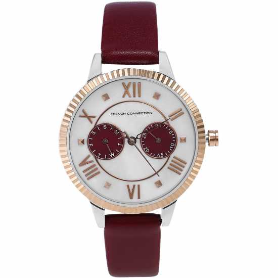 French Connection Connection White Mop Dial With Maroon Eyes Luxury Watch For Women  Часовници