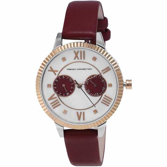 French Connection Connection White Mop Dial With Maroon Eyes Luxury Watch For Women  Часовници