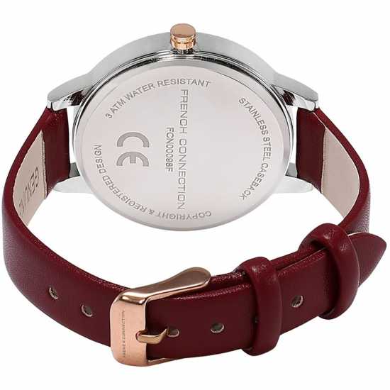 French Connection Connection White Mop Dial With Maroon Eyes Luxury Watch For Women  Часовници