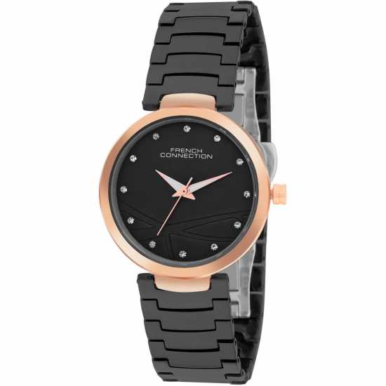French Connection Connection Sunlit Black Round Dial Womens Analogue Watch French Connection Connection Sunlit Black Round Dial Womens Analogue Watch