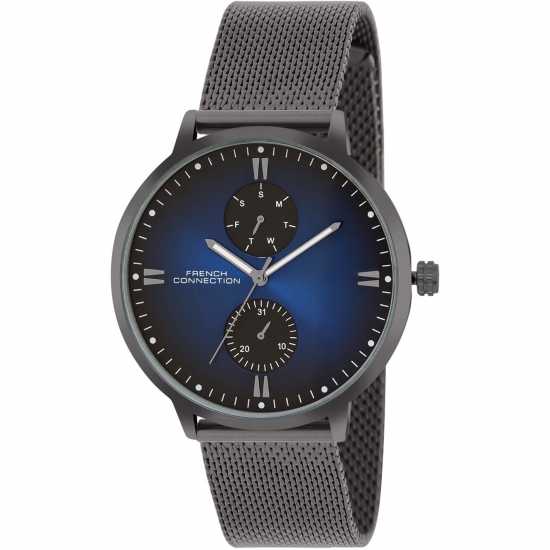 French Connection Connection Opus Blue Round Dial Mens Mult Function Watch  Часовници