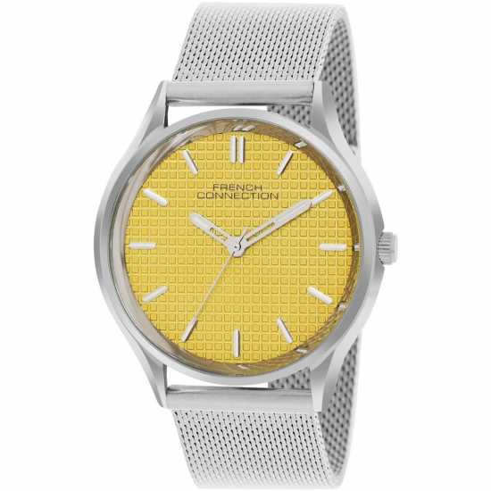 French Connection Connection Omni Round Dial Mens Analogue Watch Mustard Часовници