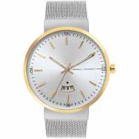 French Connection Connection Jake Silver Round Analog Watch Steel Strap For Men Silver Часовници