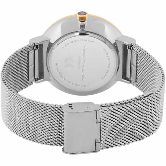 French Connection Connection Jake Silver Round Analog Watch Steel Strap For Men Silver Часовници