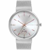 French Connection Connection Jake Silver Round Analog Watch Steel Strap For Men Silver Часовници