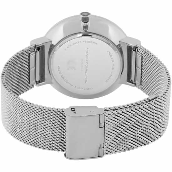 French Connection Connection Jake Silver Round Analog Watch Steel Strap For Men Silver Часовници