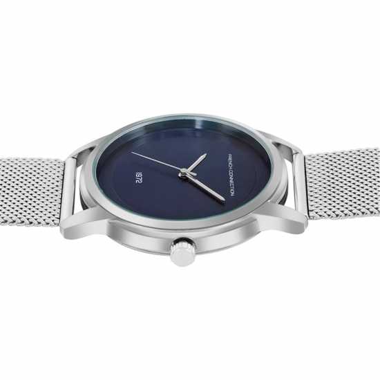 French Connection Silver Case Round Shape Silver Strap Quartz Watch  