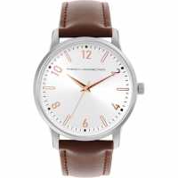 French Connection Silver Case Round Shape Brown Strap Quartz Watch French Connection Silver Case Round Shape Brown Strap Quartz Watch