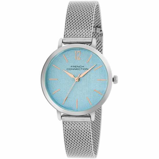 French Connection Silver Case Round Shape Silver Strap Quartz Watch French Connection Silver Case Round Shape Silver Strap Quartz Watch