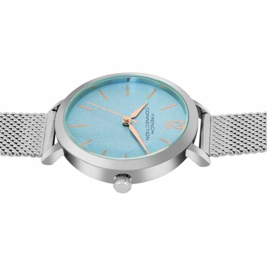 French Connection Silver Case Round Shape Silver Strap Quartz Watch French Connection Silver Case Round Shape Silver Strap Quartz Watch